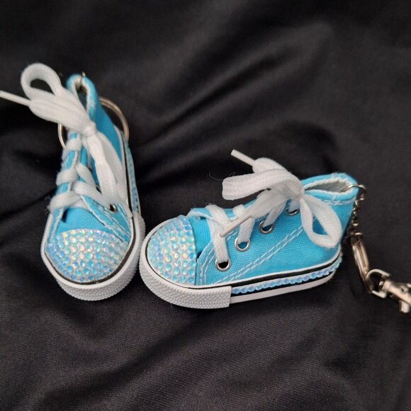 Light Blue Converse Style Keychain with Opal Rhinestone, Bling Converse,… - Picture 1 of 4